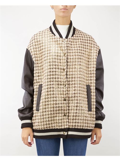 Bomber pied de poule con maniche in eco pelle Angela Davis ANGELA DAVIS | Giubbotto | QI9CS1790